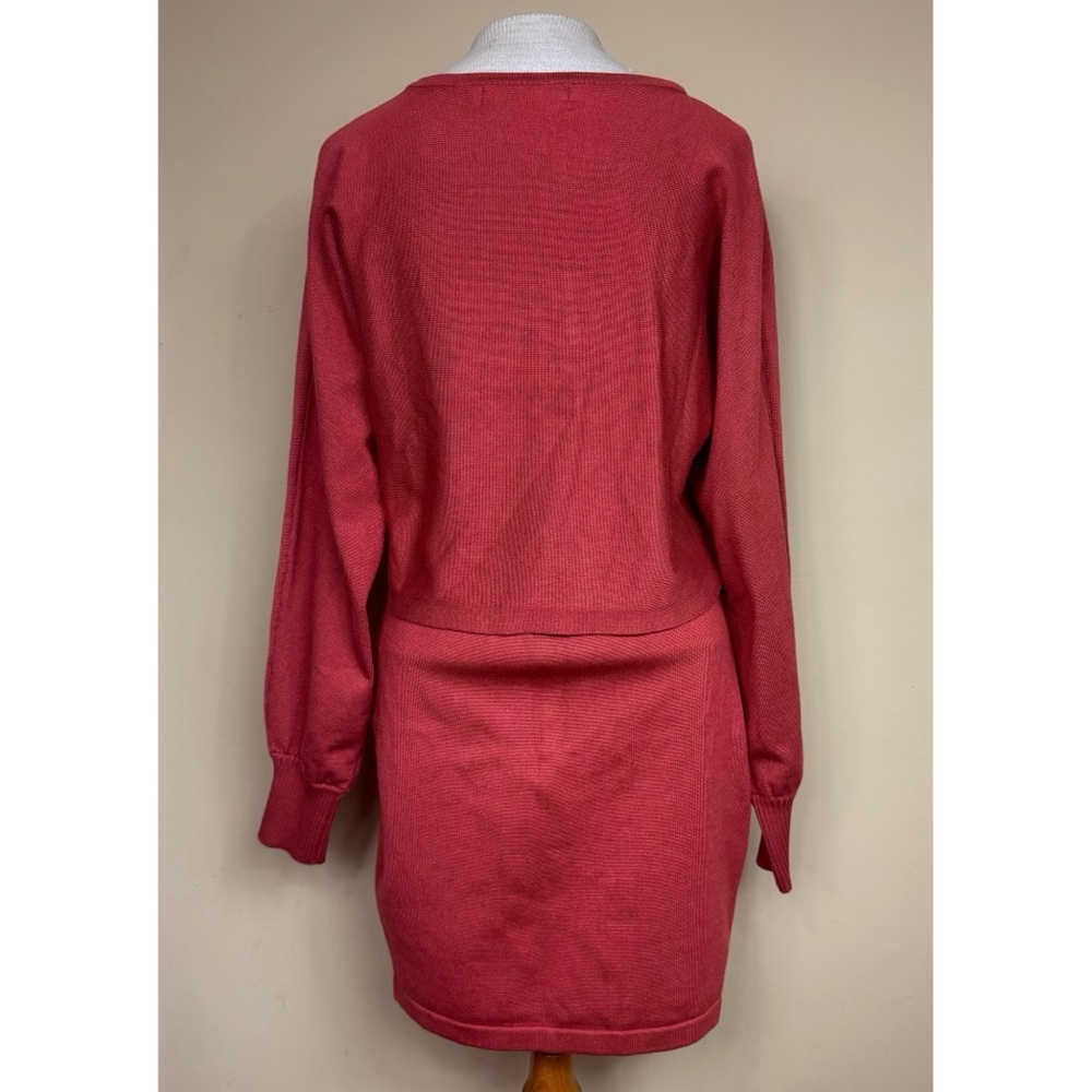 Fashion Elegant Puff Sleeve Knit Skirt Set in Rust Size Small - Picture 4 of 14